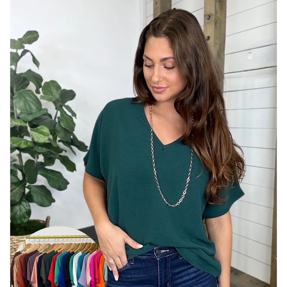 Tiffany Lane Deann blouse, hunter green, XL
